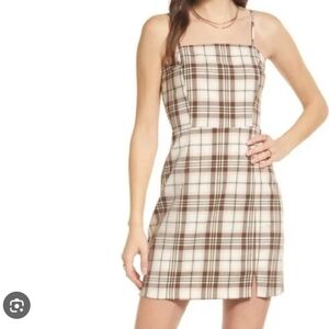 BP Preppy Pink and Brown Plaid Mini Dress Medium